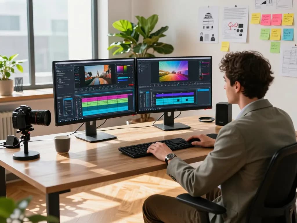 Video production specialist using seedance 2.0 ai in a modern workspace focused on AI-generated video creation.