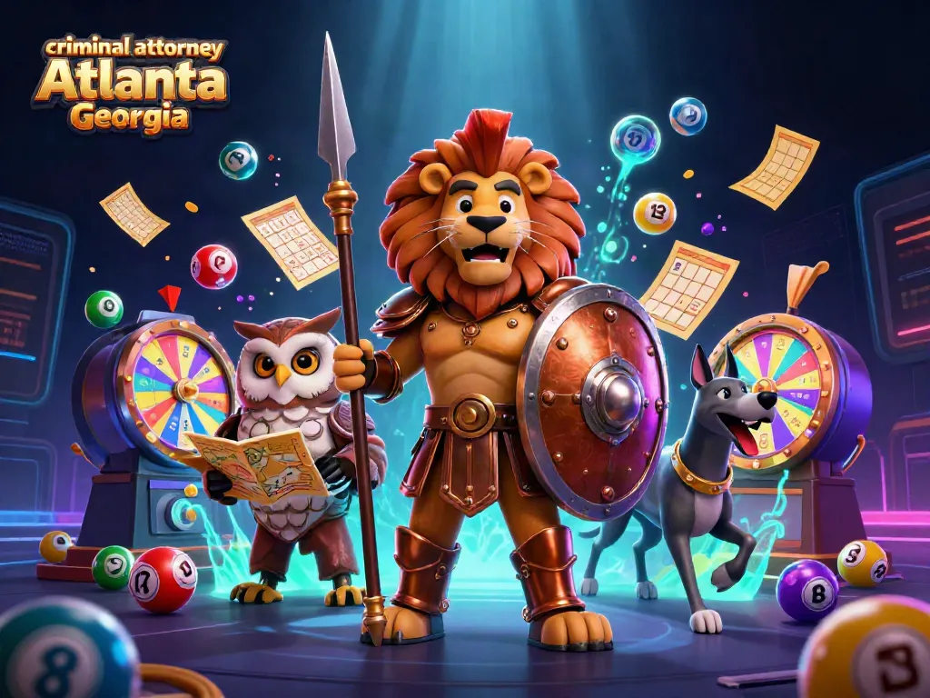 Engaging visual of criminal attorney Atlanta Georgia with vibrant gambling elements in 3D scene