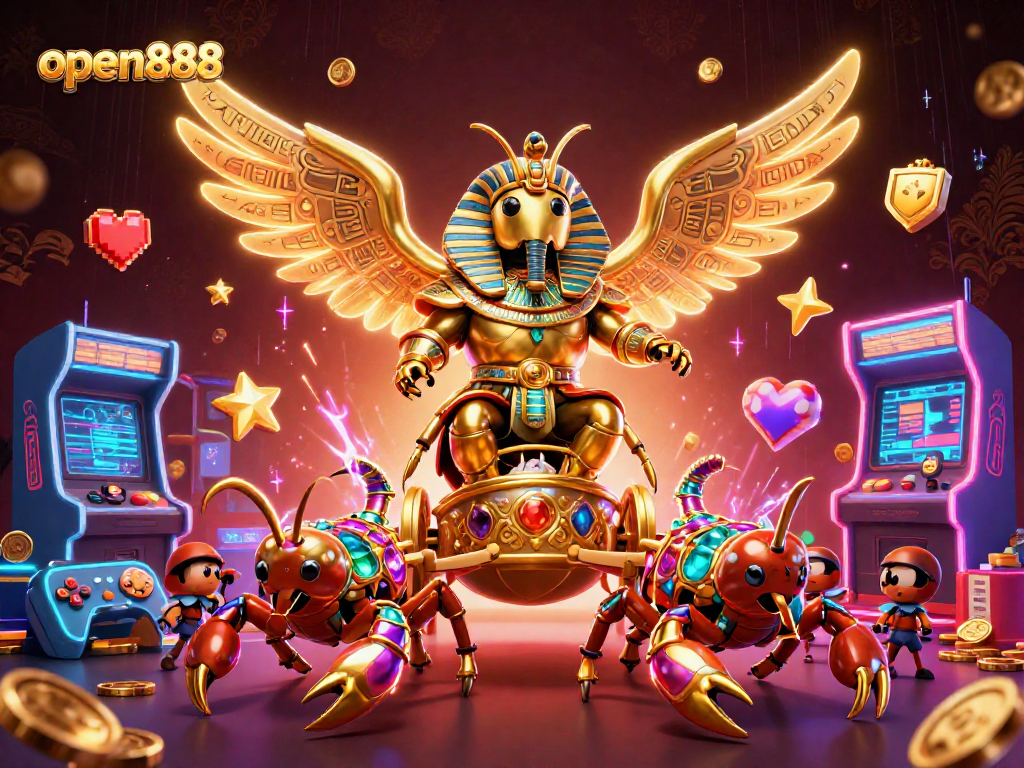 Experience thrilling gameplay with open888, featuring vibrant casino elements and dynamic 3D characters.