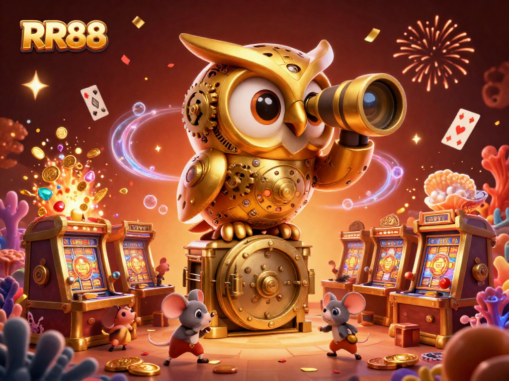 Spin and win big at RR88 with vibrant, bustling casino scene and exciting game elements.