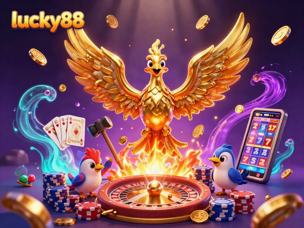 Experience the excitement of lucky88 as golden phoenix symbolizes prosperity amidst casino games.