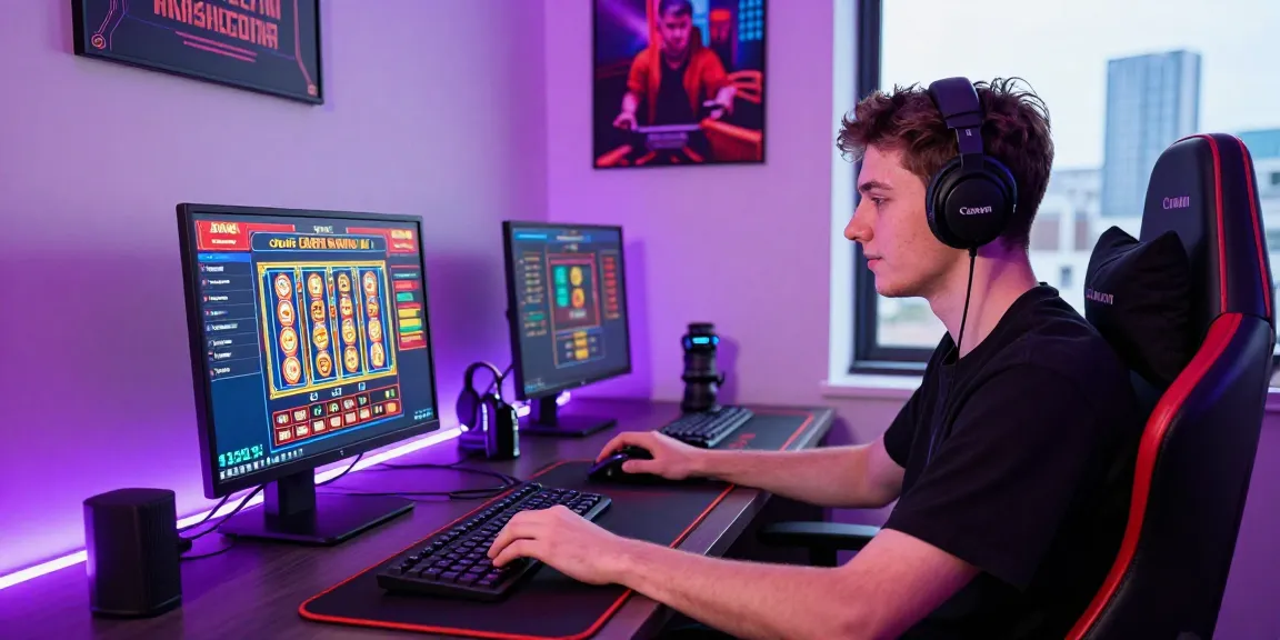Exciting online gaming experience at credit card casinos UK with vibrant atmosphere and modern setup