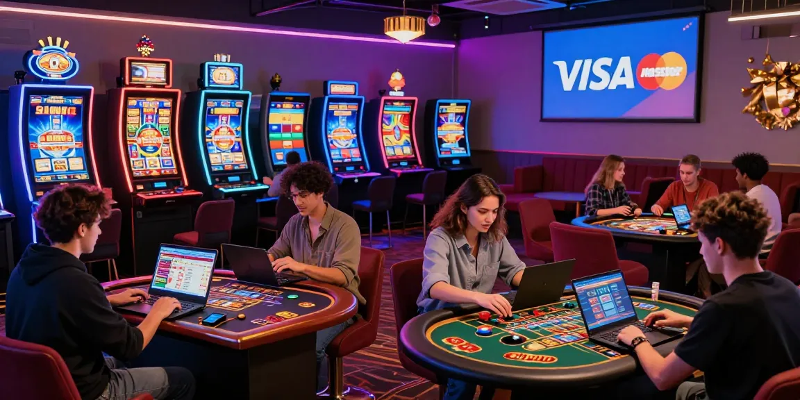 Exciting scene of players enjoying credit card casinos with vibrant games and digital payment options.
