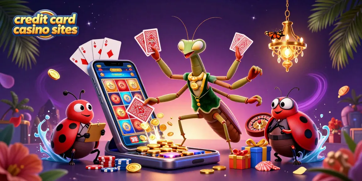 Experience captivating gameplay at credit card casino sites with giant mantis and vibrant elements.