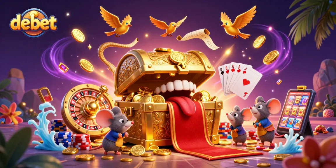 Win big with debet’s exciting casino gaming experience featuring animated treasure and rewards.