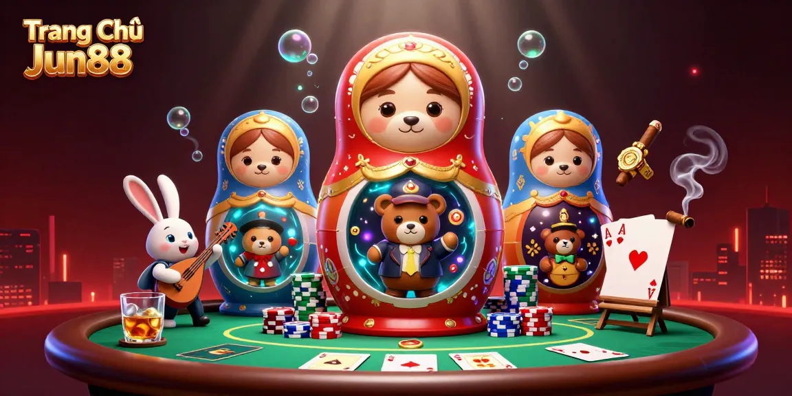 Experience the exciting world of Trang Chủ Jun88 with colorful casino characters and elements.