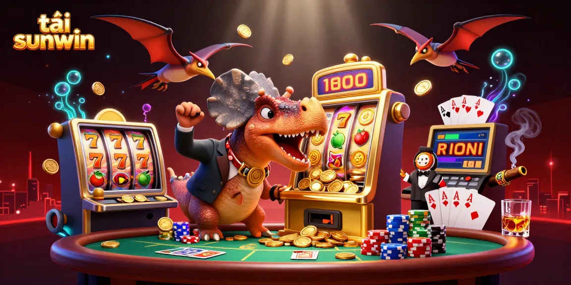 Experience the thrill of tải sunwin as a pachycephalosaurus activates a jackpot in this vibrant casino scene.