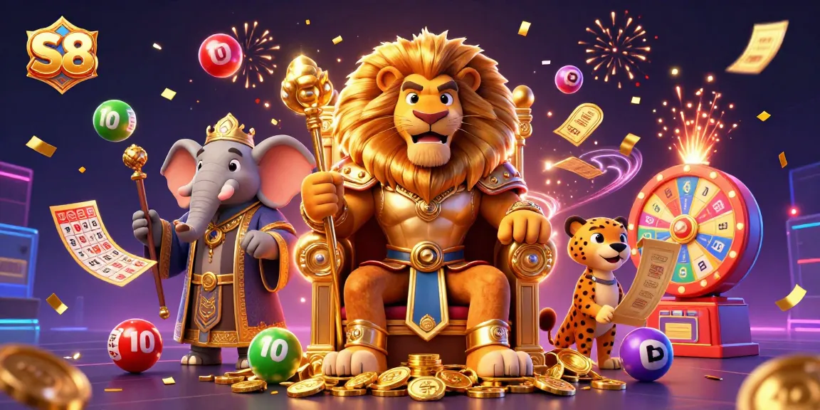 Experience thrilling games at S8 with vibrant gambling action, including lottery elements and prize wheels.