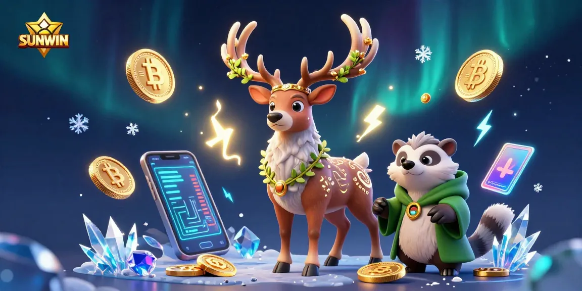SUNWIN offers an enchanting gaming experience with druid and badger characters amidst crypto-themed elements.
